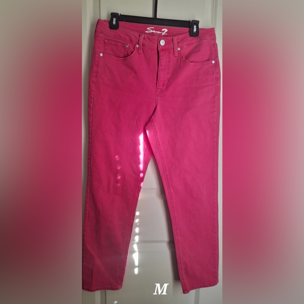 Seven7 Women's Bright Pink slim Straight Jeans sz 6 fairycore western boho chic
